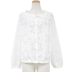 美品 theory luxe セオリーリュクス ブルゾン ジャケット シャツ ホワイト 白 38 M 長袖 エンブロイダリー 刺繍 きれいめ 透け感 スプリング フェミニン 日本製のサムネイル