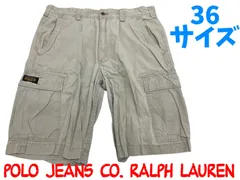 POLOJEANSCO.RALPHLAUREN　メンズ　ショートパンツ　シンプル　無地　ポケット多々　夏向け　生地薄め　やや難あり　カーキ色　U-706