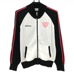 アディダス ジャケット 黒×白 袖ピンクライン レディース L/G ゴルフウェア adidas