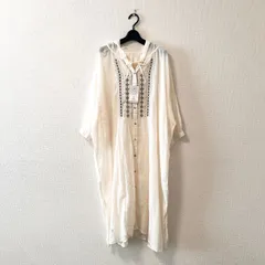 Samansa Mos2 サマンサモスモス 刺繍シャツワンピース レース フーディ アイボリー フリーサイズ インド綿 インド製 ナチュラル ゆったり