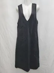 ◇ Live in comfort リブイン スエード調 シンプル ロング ワンピース ジャンバースカート サイズLT ブラック レディース P  【1406240044245】