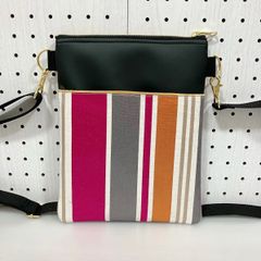 ハンドメイド＊推し活痛バ サコッシュ ストライプ ピンク&オレンジ系(835)
