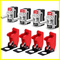 Gebildet 4個 10A/12VDC 6A/24VDC 2ピン SPST 車トグルスイッチ、付き防水保護キャップ、オンオフロッカートグルスイッチ、自動車用