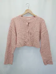 ◇ ⊇ ehka sopo エヘカソポ ショート丈 長袖 ニット カーディガン サイズF ピンク レディース E  【1506180000452】
