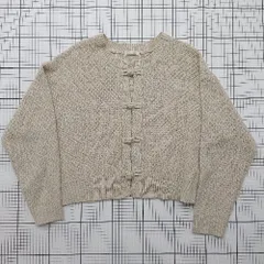 ◇ ⊂ ehka sopo エヘカソポ かわいい 長袖 ループボタンカーディガン サイズフリー ベージュ系 レディース E  【1508200033235】