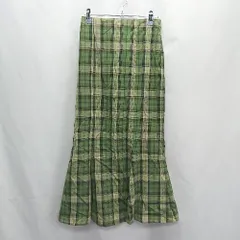 ◇ LOWRYS FARM ローリーズファーム チェック柄 ロング丈 フレア スカート サイズM グリーン系 レディース E  【1406050083328】