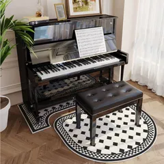 楽譜とピアノ鍵盤の刺繍布 62c x 72cm 手作り Rug