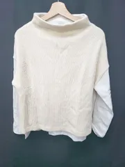 ◇ ⊇ Harriss ハリス ボトルネック 長袖 ニット プルオーバー サイズ36 グレー アイボリー系 レディース E  【1507100013125】