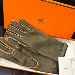 ΩNA3505 大人気！ HERMES エルメス 手袋 グローブ 羊革 ブラウン 系 サイズ 20.5cm 箱付き 防寒 服飾小物