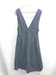 ◇ ⊂ NATURAL BEAUTY BASIC コットン系 キャミソール 膝丈 ワンピース サイズM ネイビー レディース E  【1410100005956】