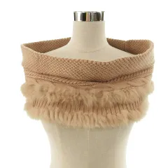 クミキョク 組曲 KUMIKYOKU スヌード マフラー ニット ラビットファー 切替 ベージュ系 2