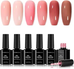 TOMICCA ジェルネイル カラージェル 透け感 シアーカラージェル ネイルアート6色セット 透明感ある 8ml UV/LED対応 初心者＆プロ適用 ポリッシュタイプ セルフネイル( ヌードピンク)