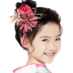 浴衣 髪飾り 成人式 花 七五三 袴 着物 髪 [OTAKUMARKET] 飾り 和装 卒業式 結婚式 髪 飾り 振袖 髪留め 水引き クリップ ヘアアクセサリー 8カラー (01 ローズパープル)