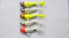 約35g　ジグヘッド + ワーム　5色セット　魚型ヘッド　市販のワームを着脱可能
