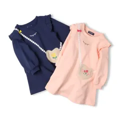 moujonjon お花刺繍ポシェット風裏毛ワンピース　m64309