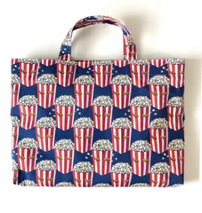入学準備 レッスンバッグ 29×42cmマチ付き 小学校 A4対応  ポップコーン柄　ブルー
