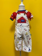 【Size 80-90】vintage USA製 オシュコシュ ペイント インク オーバーオール 半袖 セット oshkosh ヴィンテージ  made in USA ペンキ