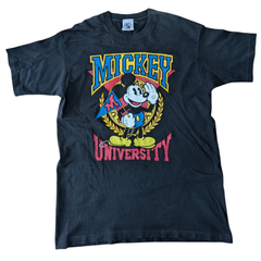 ディズニー　 tシャツ　ミッキー　tシャツ　青パンミッキー　９０S　ヴィンテージ　アメリカ製　ミッキー＆コ　ミッキーユニバーシティ　シングルステッチ　青パンツ　ブラックボディ　希少　レア　大学　学生　disney mickey&co 　９０年代　大きいサイズ