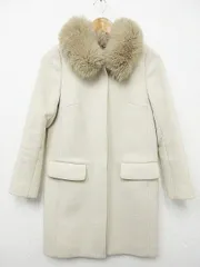 【1度のみ着用】 アプワイザーリッシェ 3WAY ウール ノーカラーコート フードコート ファーコート アイボリー 白 Sサイズ ■L24439AWS21-15-03（4）5/22