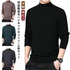 ハイネック カットソー 2枚セット メンズ 暖かい 裏起毛 Tシャツ 長袖 ロンT  おしゃれ 無地 モックネック 微起毛 暖かい トップス 防寒 インナー ストレッチ 伸縮 保温 あったかい オフィ#sam815