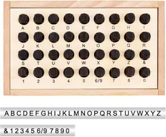 PH PandaHall 刻印セット 36個 アルファベット 数字 スタンプセット レザークラフト 木箱付き 金属刻印セット ツールセット DIY用 手芸材料 手作り素材 8mm( ミックスカラー)