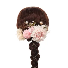 人気商品　和装 卒業式 振袖 結婚式 着物 袴 髪留め 花 女の子 飾り 子供 髪 高級造花 七五三 成人式 ヘアアクセサリー 浴衣 4カラー 髪飾り (ライトピンク) OTAKUMARKET