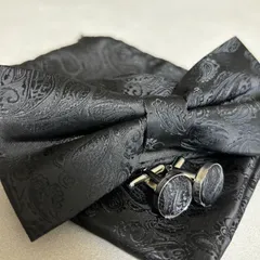 蝶ネクタイ ブラック 黒 ポケットチーフ カフスボタン メンズ 小物 お色直し メンズ フォーマル タキシードお洒落 披露宴 ブライダル ワンタッチ n6