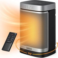 Dreo セラミックヒーター 電気ストーブ 小型 DC 暖房器具 省エネ 人気 70°自動首振り 静音 電気ファンヒーター 12時間タイマー 足元