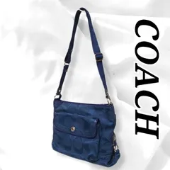 【COACH 】ネイビーブルー ♡シグネチャー ショルダーバッグ 斜め掛け キャンバス