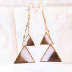 no.58　レジン　ゆらゆら　トライアングル　バイカラー　ピアス　イヤリング　ハンドメイド