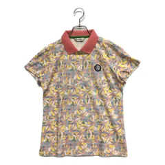 未使用品 レディース アンパスィ and per se 半袖ポロシャツ L ピンク 総柄 花柄