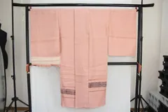 訳あり実店舗キャリー在庫 正絹 羽織 コート地 反物 紬地 ピンク 女性用 着物 和装 道行 道中着 たまゆら 羽尺 未仕立て品 メール便不可 送料無料 送料込み