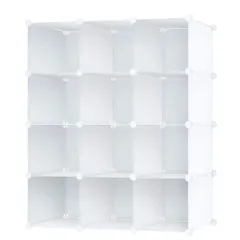 【在庫セール】自由DIY 衣類収納ボックス (12BOX ワイヤー収納ラック メタルラック 終身交換承り 白い) 本棚 整理棚 収納棚