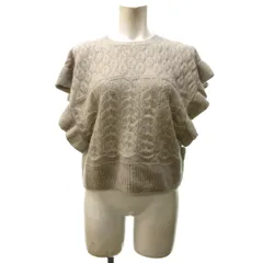 未使用品 ライト WRYHT タグ付き 22AW LACE PETTICOAT PATTERN TINY VEST ニット セーター フリル 半袖 ベージュ系 2 約M WRYHT ライト タグ付き 22AW LACE PETTICOAT PATTERN TINY VEST