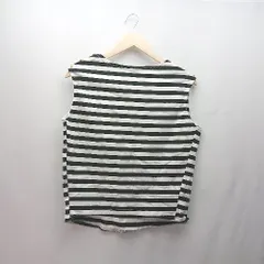 ◇ OPAQUE.CLIP Uネック ボーダー柄 薄手 ストレッチ ノースリーブ カットソー サイズ38 ホワイト ブラック レディース E  【1308290061565】