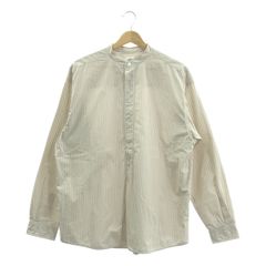 ORCIVAL / オーチバル | Typewriter Band Collar Shirt タイプライター バンドカラー ストライプ シャツ | 3 | ベージュ / ホワイト | メンズ