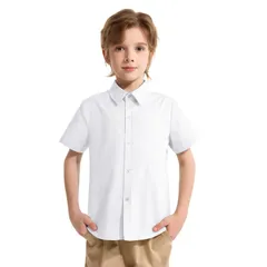 【在庫セール】[LOLANTA] 子供 ワイシャツ 男の子 半袖 フォーマル 夏服 yシャツ スクールシャツ 無地 結婚式 発表会 90～160