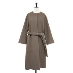 【新品】BEAUTY&YOUTH ビューティアンドユース コート モカブラウン サイズ:M | 22秋冬 ウール ノーカラー ベルト ロング コート | MANTECO | クルーネック Iライン | アウター ジャケット 上着【レディース】