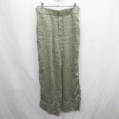 ◇ ⊂ ZARA ザラ 総柄 総柄ストレートパンツ サイズXS グリーン系 レディース E  【1508060025371】