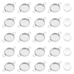 特価商品 UNICRAFTALE 100個セット ペンダントベゼル ミール皿 トレイ10mm ブランクベゼル 100個ガラスカボション付き ラウンドチャーム 304ステンレス鋼 コネクタ カボションセッティング ステンレス色 丸皿ベース カメオ台 台座 ブレス