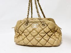 CHANEL シャネル バブルキルト カーフ チェーンショルダーバッグ ベージュ ゴールド金具