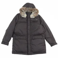 美品▲BURBERRY BLACK LABEL バーバリーブラックレーベル BMP03-900 フォックスファー付 裏地ノバチェック ダウンコート ブラウン L 正規品 メンズ