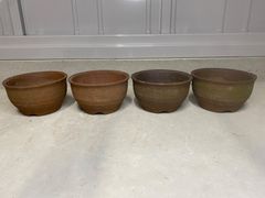 盆栽鉢　丸鉢　4点セット　小品盆栽　観葉植物　多肉植物　山野草　草花　花　雑木　サボテン　松盆栽　松柏　盆栽　ガーデニング　盆栽鉢