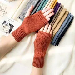 レディース 秋冬 ニット手袋 暖かい モコモコ 指出し 指なし スマホ対応 指紋認証 防寒 おしゃれ 可愛い 洗える 格安 アウトドア 自転車 運転 プレゼント 赤