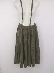 ◇ merlot メルロー チェック柄 ロング ジャンバースカート ワンピース ブラウン系 マルチ レディース P  【1302220002529】