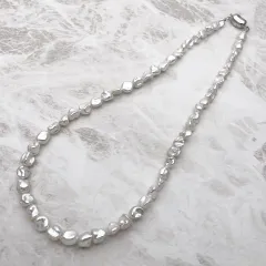 艶々ケシパールのネックレス バロック 小粒 中粒 淡水真珠 SV925 マグネット サージカルステンレス316L