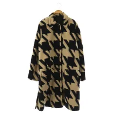 アナスイ ANNA SUI POP HOUNDSTOOTH COAT コート ステンカラー ロング S ベージュ 黒 ブラック /AT ■OSのサムネイル
