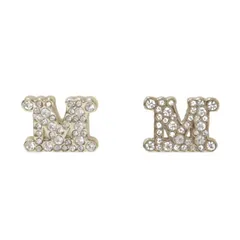 Max Mara マックスマーラ M モノグラムロゴ クリスタル ピアス / スタッドピアス 両耳用 ラインストーン ホワイト ゴールド アクセサリー ジュエリー【レディース】のサムネイル