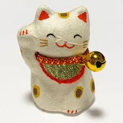 【訳あり】ちぎり和紙 開運招き猫ミニ （白）単品 アウトレット