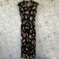 grace class グレースクラス　オールインワン　【38】　花柄　フレンチスリーブ　フリル　ウエストゴム　黒　赤　緑　アイボリー　ブラック　レッド　グリーン　ピンク　薄手　大人上品　キレイめ